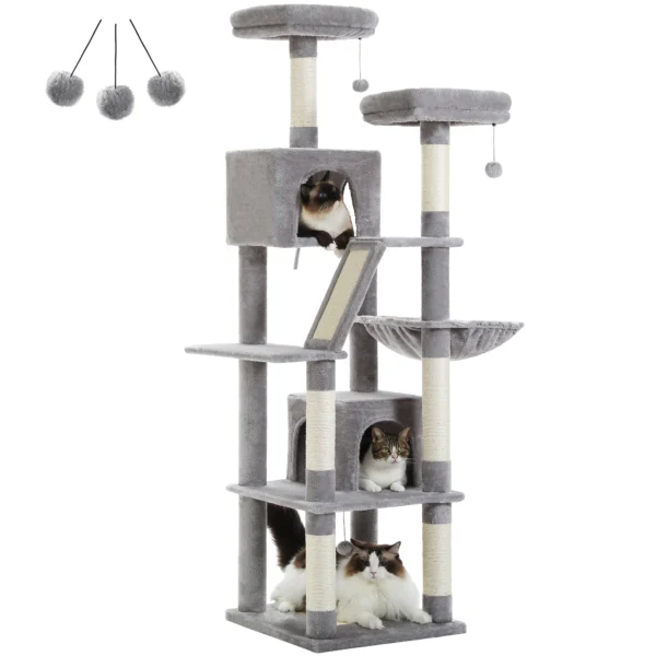 Tall Cat Tree for Large Indoor Cats – Multi-Level Tower with Perches & Scratching Posts - Image 6