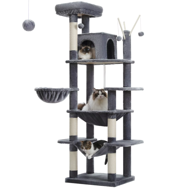 Tall Cat Tree for Large Indoor Cats – Multi-Level Tower with Perches & Scratching Posts - Image 2