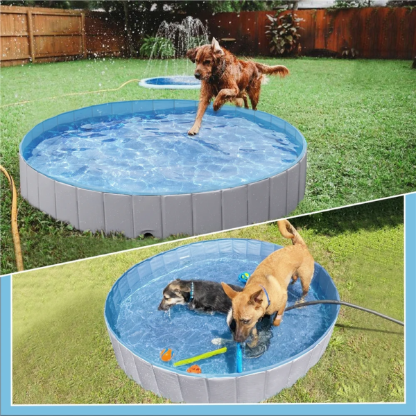 Waterproof pet splash pool with brush and repair patches