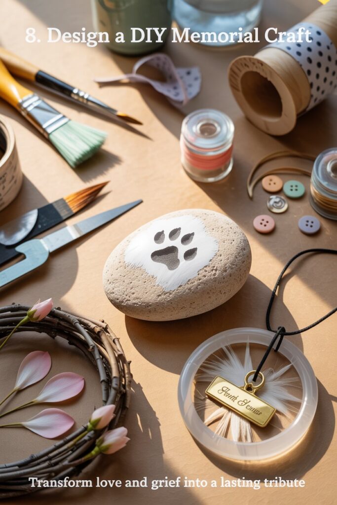 Create a meaningful pet memorial craft with resin pendant and petal wreath—gentle pet loss support activity.