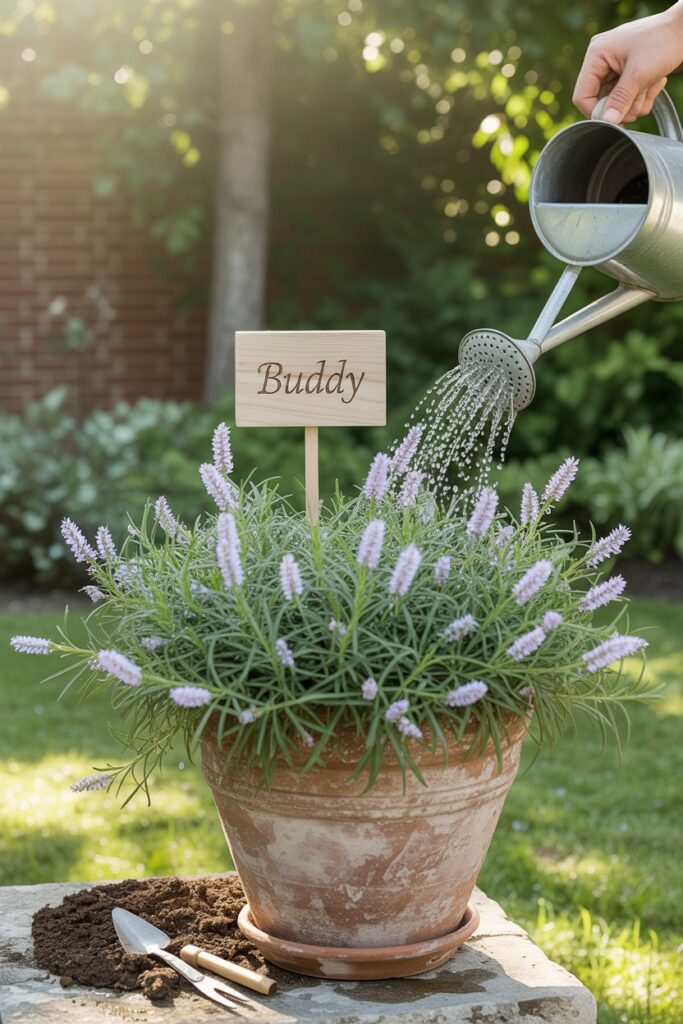 Hands watering a living tribute plant in a garden—meaningful pet loss support and healing after pet loss.