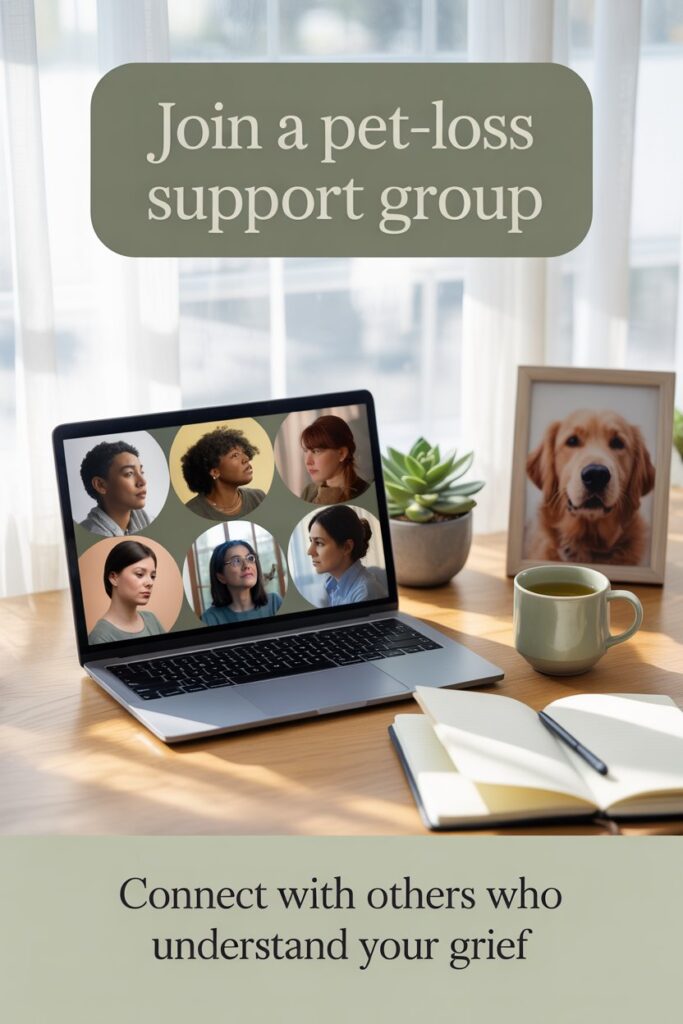 Joining a virtual pet-loss support group – healing after pet loss and shared comfort.