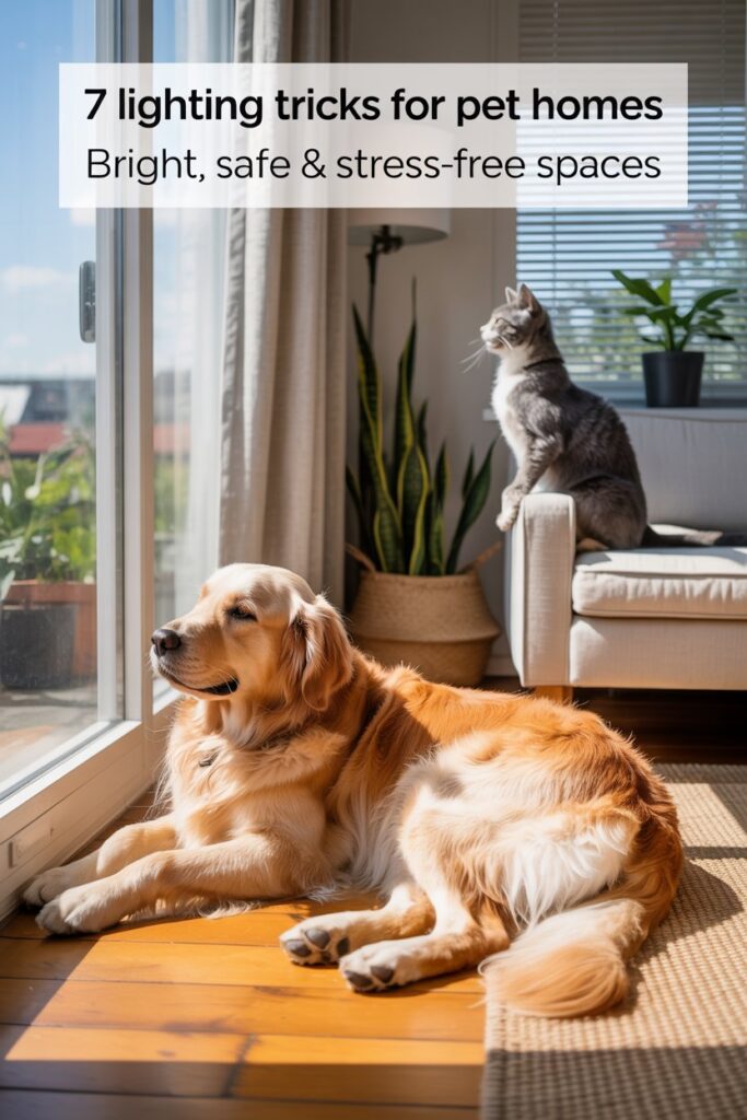 Dog and cat enjoying bright daylight with washable curtains, an example from 7 pet-friendly lighting tricks.