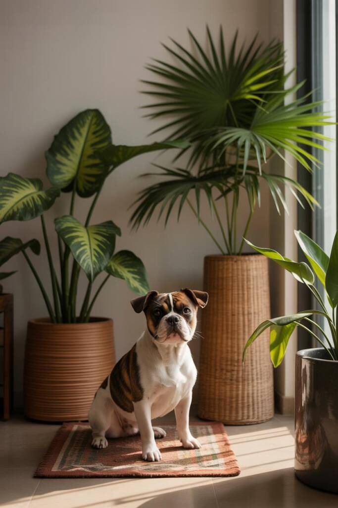 Pet-safe plants in terracotta planters, stylishly arranged in modern Indian home decor.