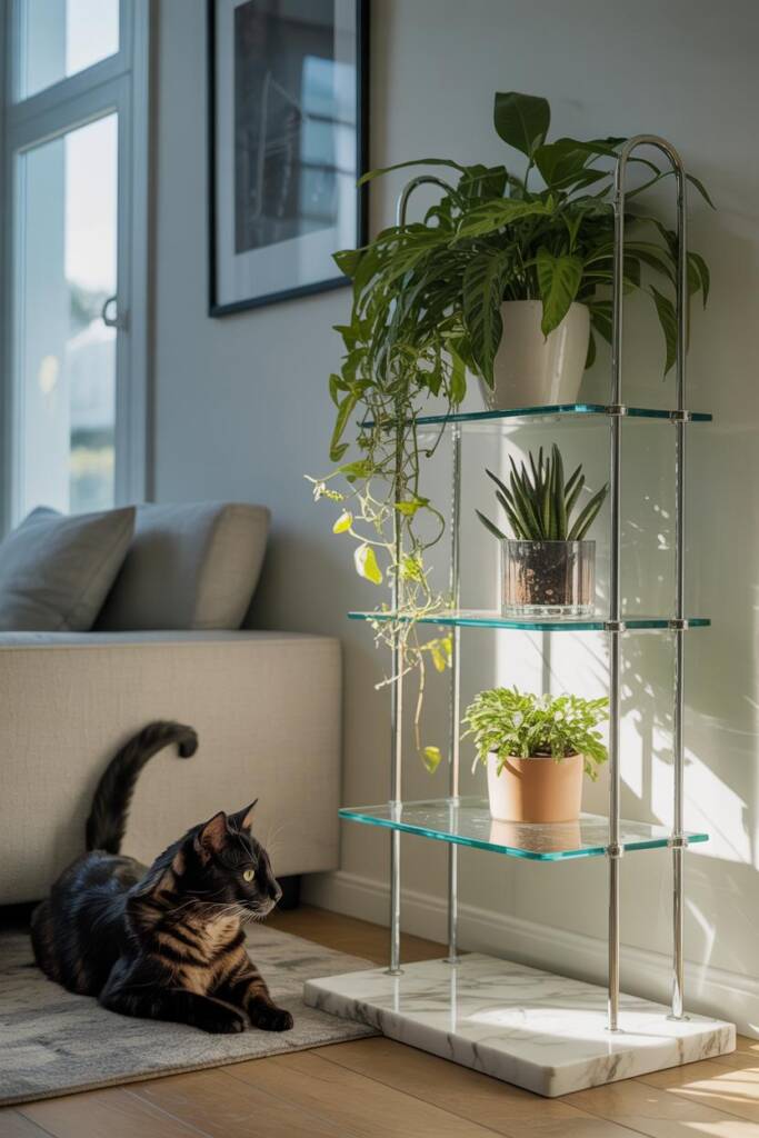 Weighted and Wall-Mounted Stands for Topple-Proof Security Plant Stand Ideas cat-proof plant stand