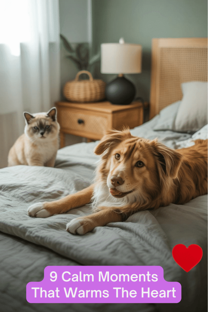 9 Calm Moments That Warm The Heart featured happy dog and cat on bed