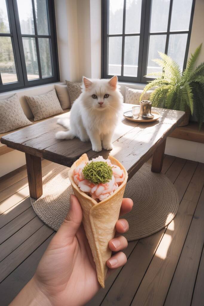 A dynamic, eye-level action shot capturing the moment of playful interaction. A person's hand is holding a perfectly formed,