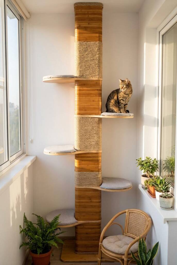 Boutique room corner with impressive vertical tower sculpture (7 feet tall, 24 inch base) - alternating substantial sections