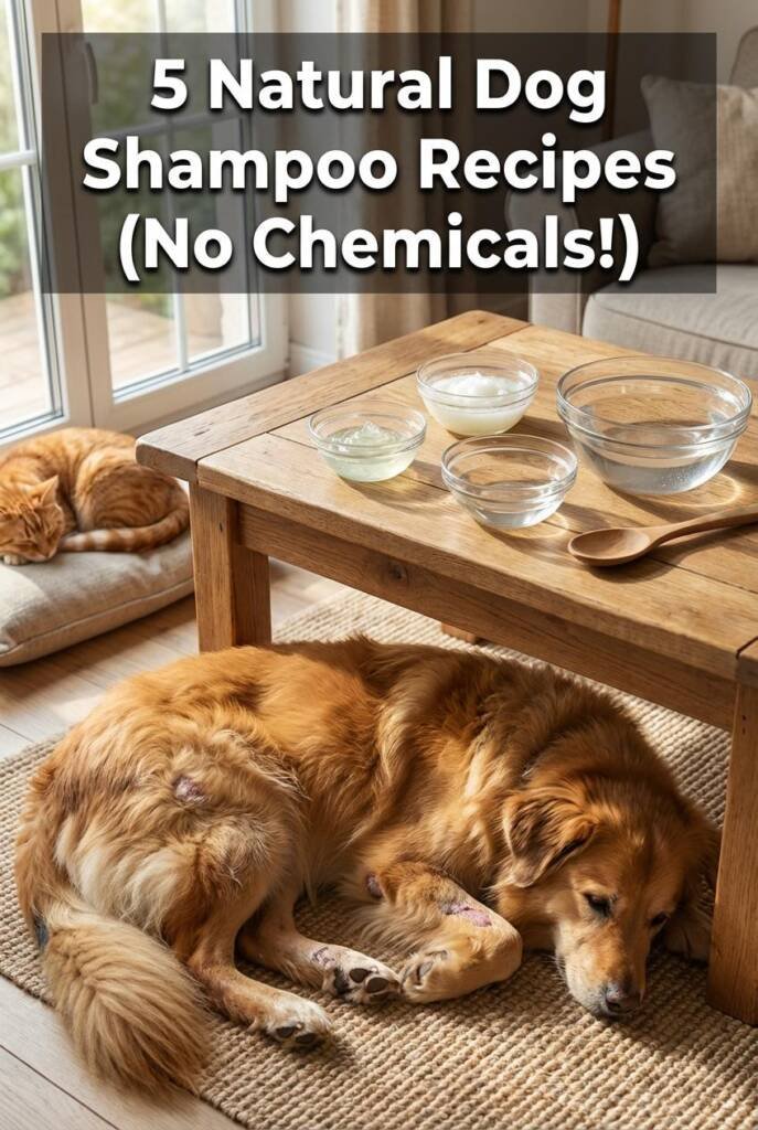 High-detail close-up of DIY shampoo ingredients: aloe gel, melted coconut oil, glycerin, warm water, all arranged in glass bo