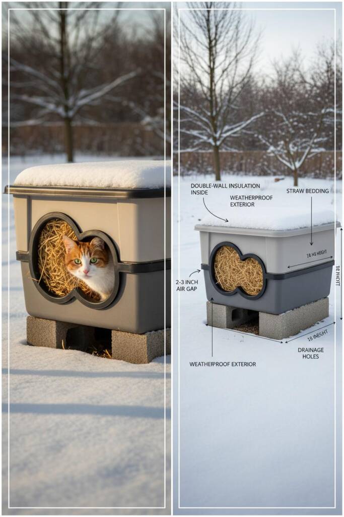 Detailed cross-section diagram view of nested storage totes showing two totes with 2-3 inch gap between walls filled with gol
