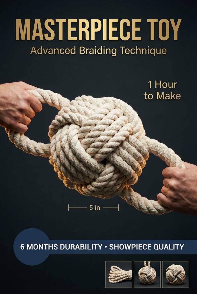 DIY ultimate braided rope ball dog toy with handles - advanced rope toy tutorial, professional quality homemade dog toys