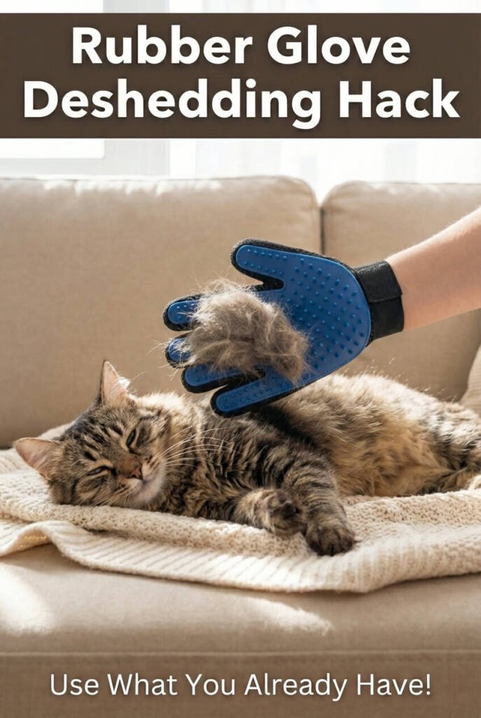 Relaxed cat enjoying massage from pet grooming glove — best cat brush for cats who hate being brushed