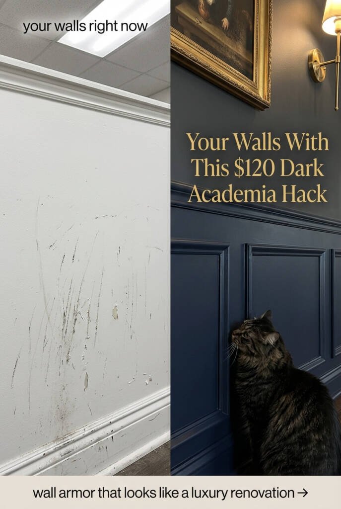 Dramatic close up of dark academia shelf with cat paw mid swipe at heavy brass telescope that has not moved surrounded by marble bust stacked old books iron candelabra heavy glass