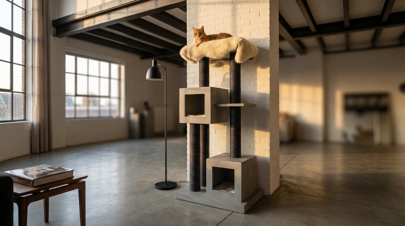 9+ Brutalist Concrete-Look Cat Towers for Modern Lofts