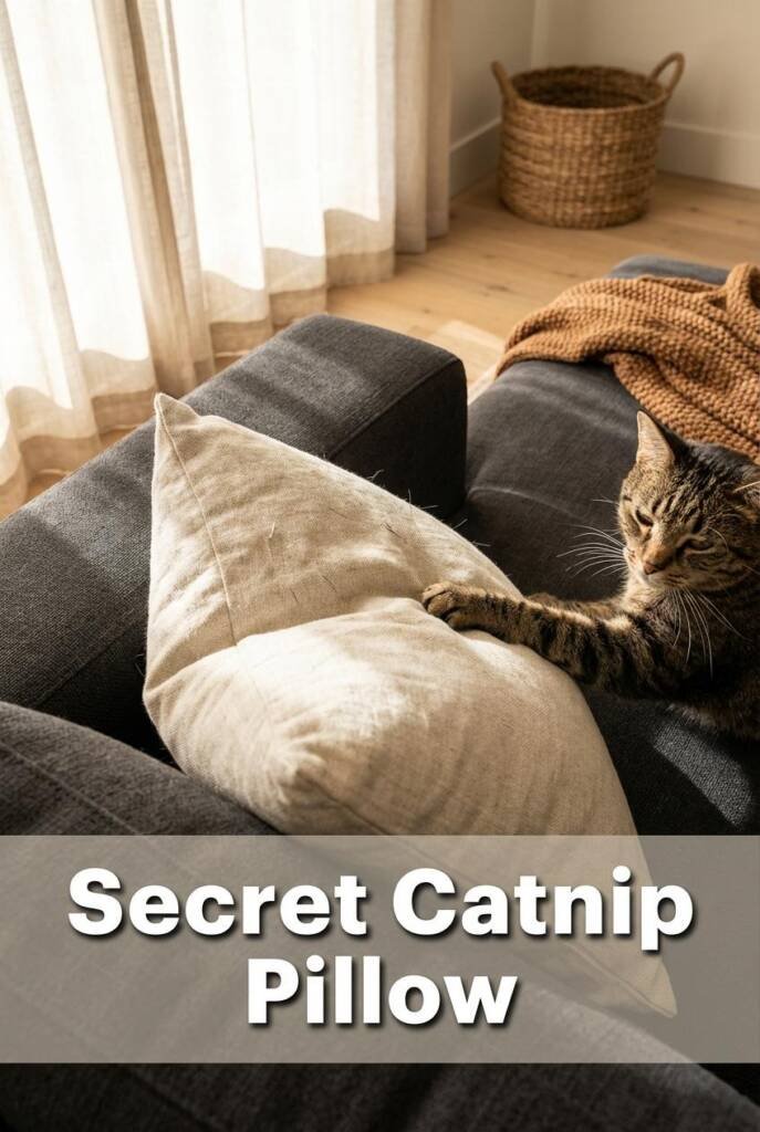 Medium shot from a slightly elevated angle capturing a California casual living room sofa vignette. A cream-and-oatmeal Belgi