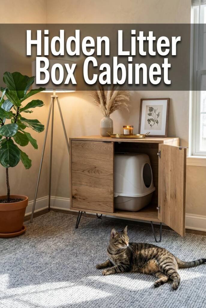 Eye-level straight-on shot of a long mid-century modern credenza in rich walnut veneer with matte black hairpin legs, positio