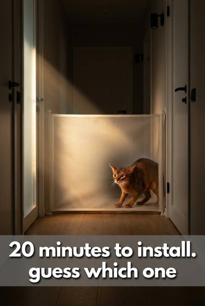 Tight dramatic shot, single shaft of late afternoon light cutting through a frosted sidelight across an otherwise dim Scandin