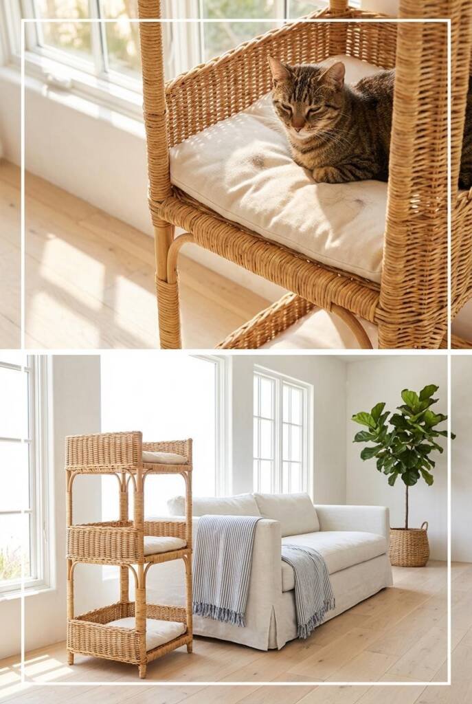 Eye-level medium shot inside a California coastal studio with smooth white plaster walls and bleached wide-plank oak floors.